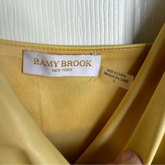 Ramy Brook Sonnet Faux Leather Mini Dress in Pale Yellow - Picture 5 of 7